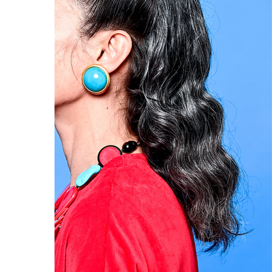 Button Turquoise & Gold