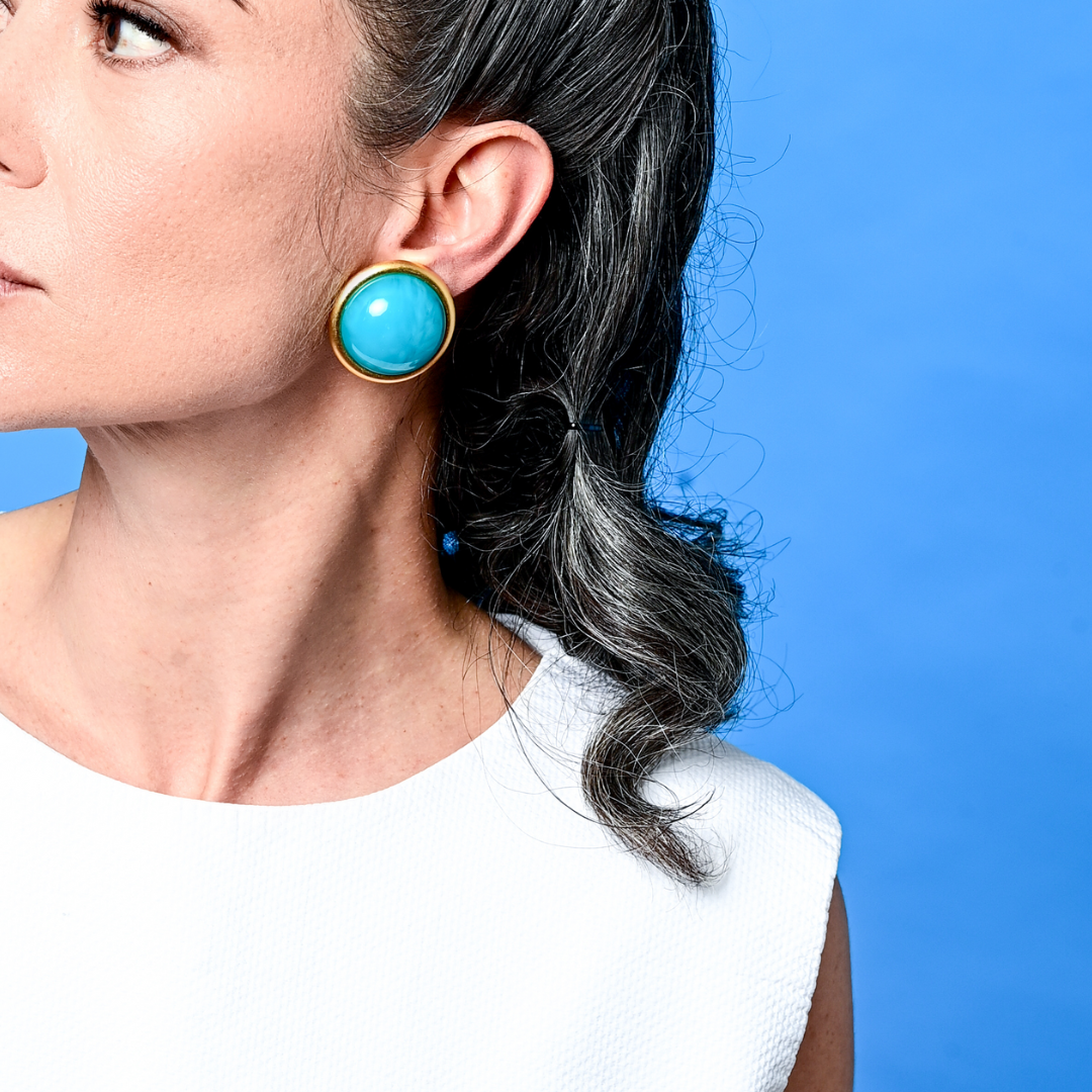 כפתור טורקיז וזהב