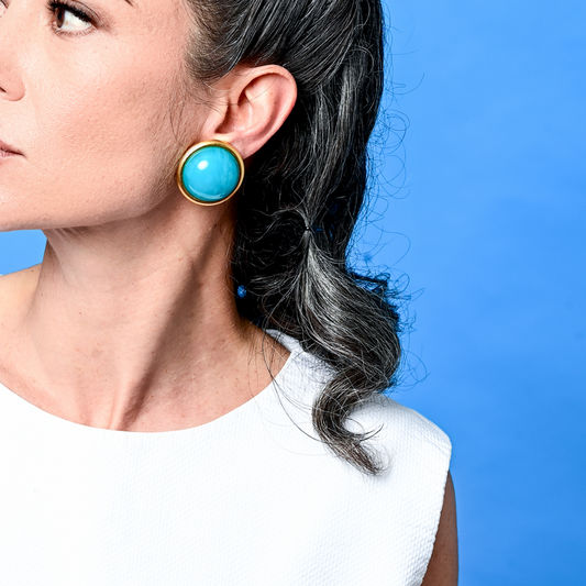 כפתור טורקיז וזהב