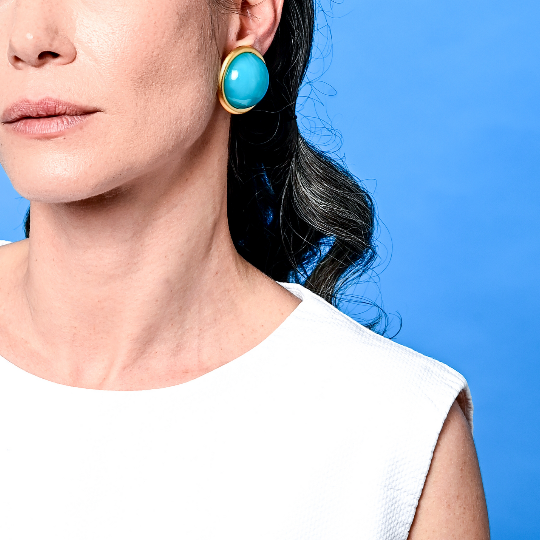 כפתור טורקיז וזהב