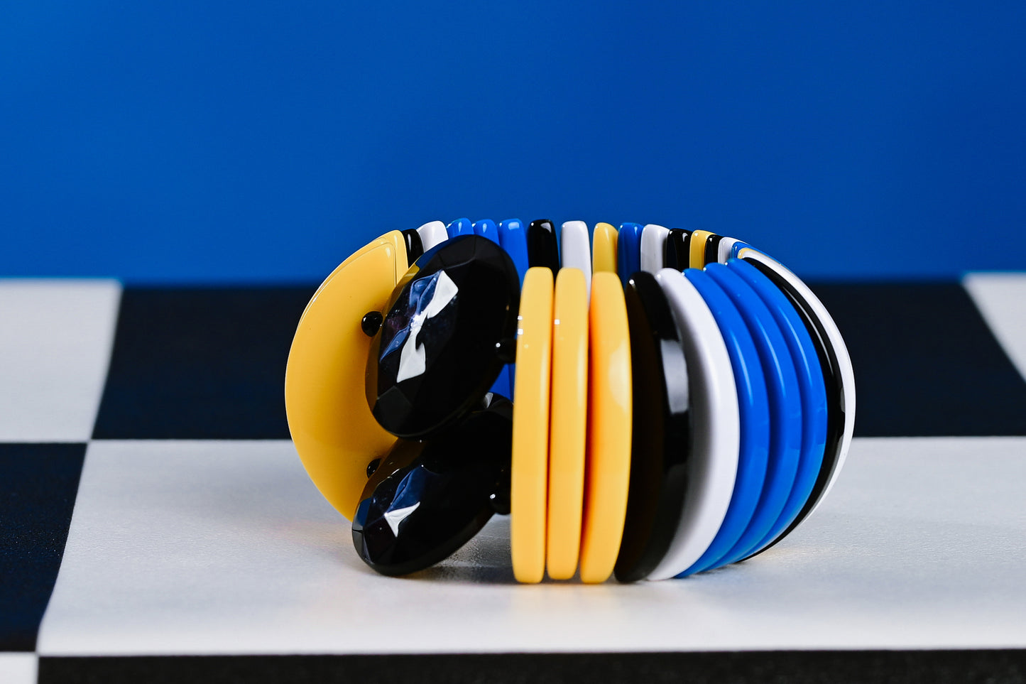 כחול פוליה/צהוב/שחור