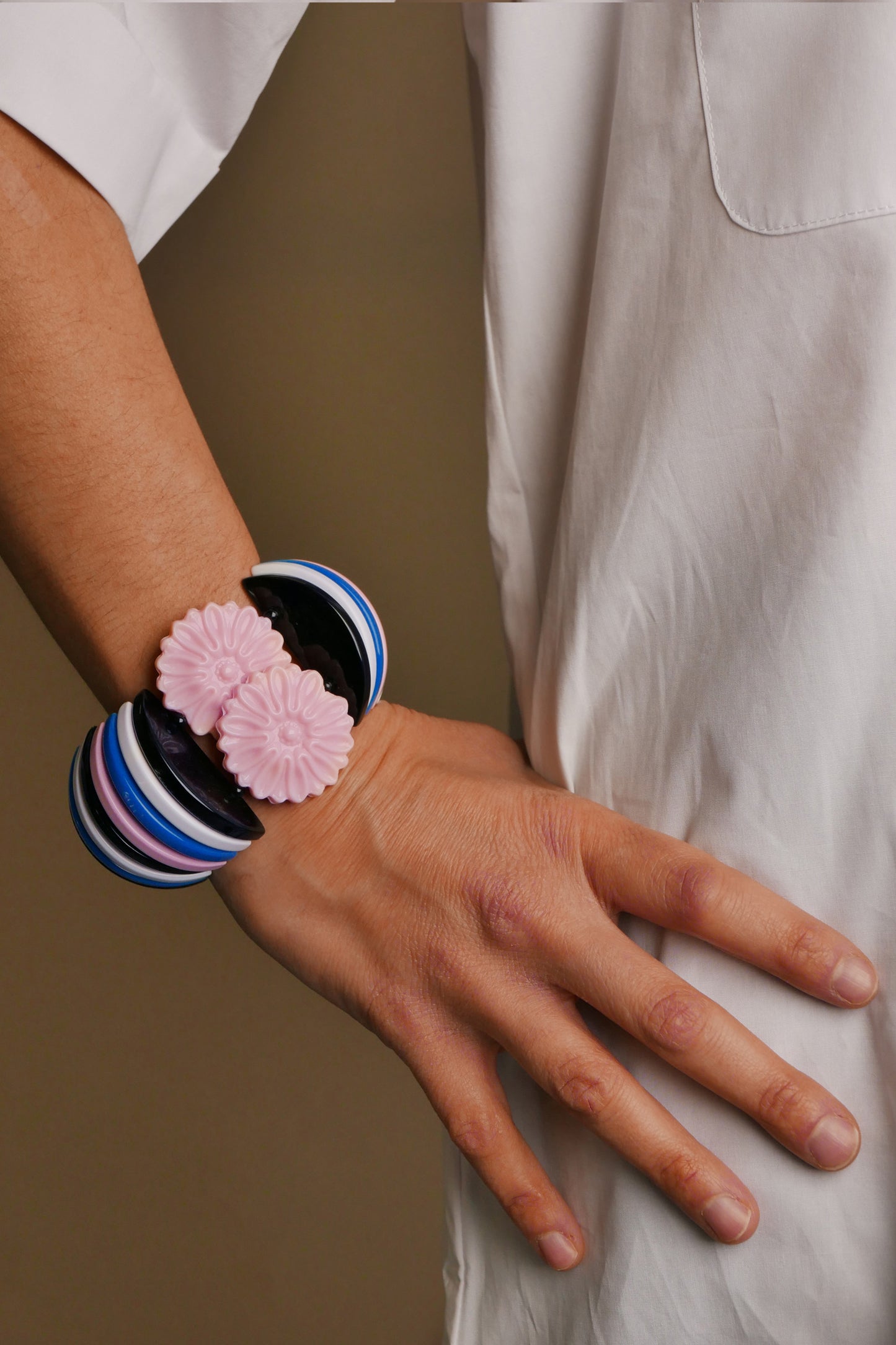 פוגליה דייזי ורוד/כחול/לבן/שחור