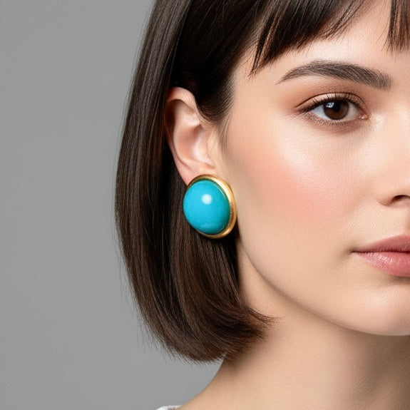 Button Turquoise & Gold