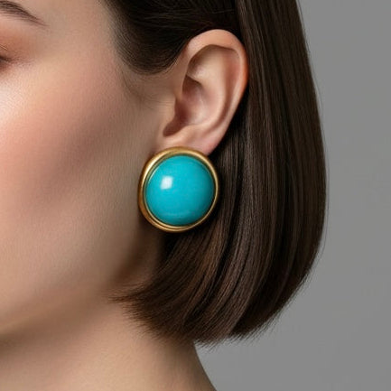 Button Turquoise & Gold