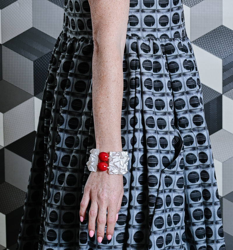 Rocky White with Red